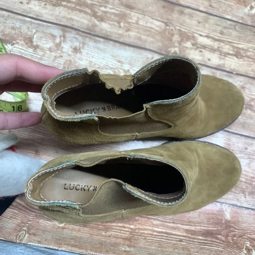 Lucky Brand Womens 9 EU 40 Yamka Chelsea Wedge Ankle Boots Booties Suede Leather
